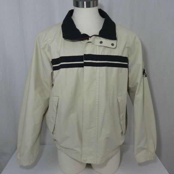 Vintage 90s Nautica XL Beige Navy Blue Jacket - Picture 3 of 8